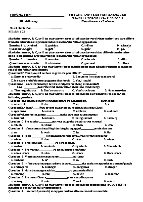 3 Đề kiểm tra học kỳ II môn tiếng Anh Lớp 11 - Năm học 2018-2019